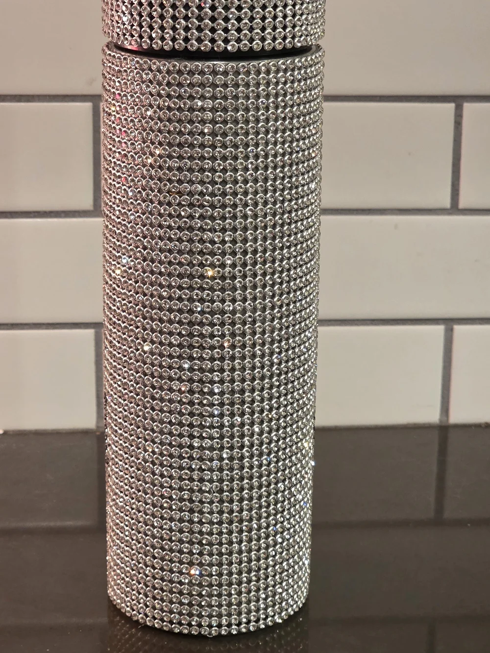 Silver Crystal-Embellished Travel Tumbler
